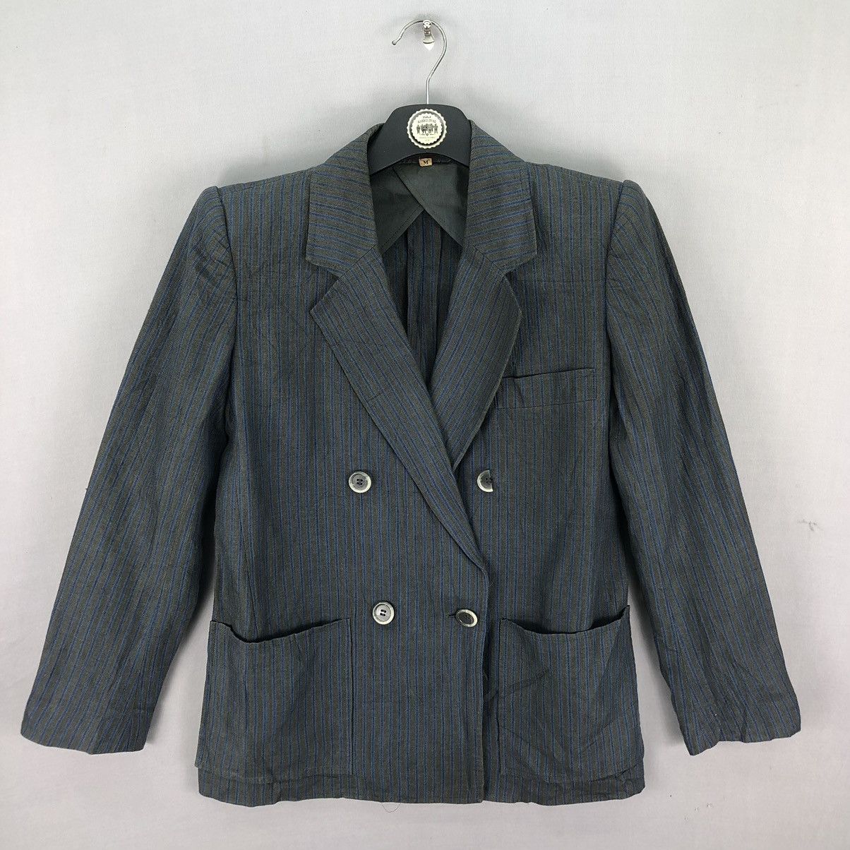 Vintage Yves Saint Laurent Paris Double Breasted Coat Stripe
