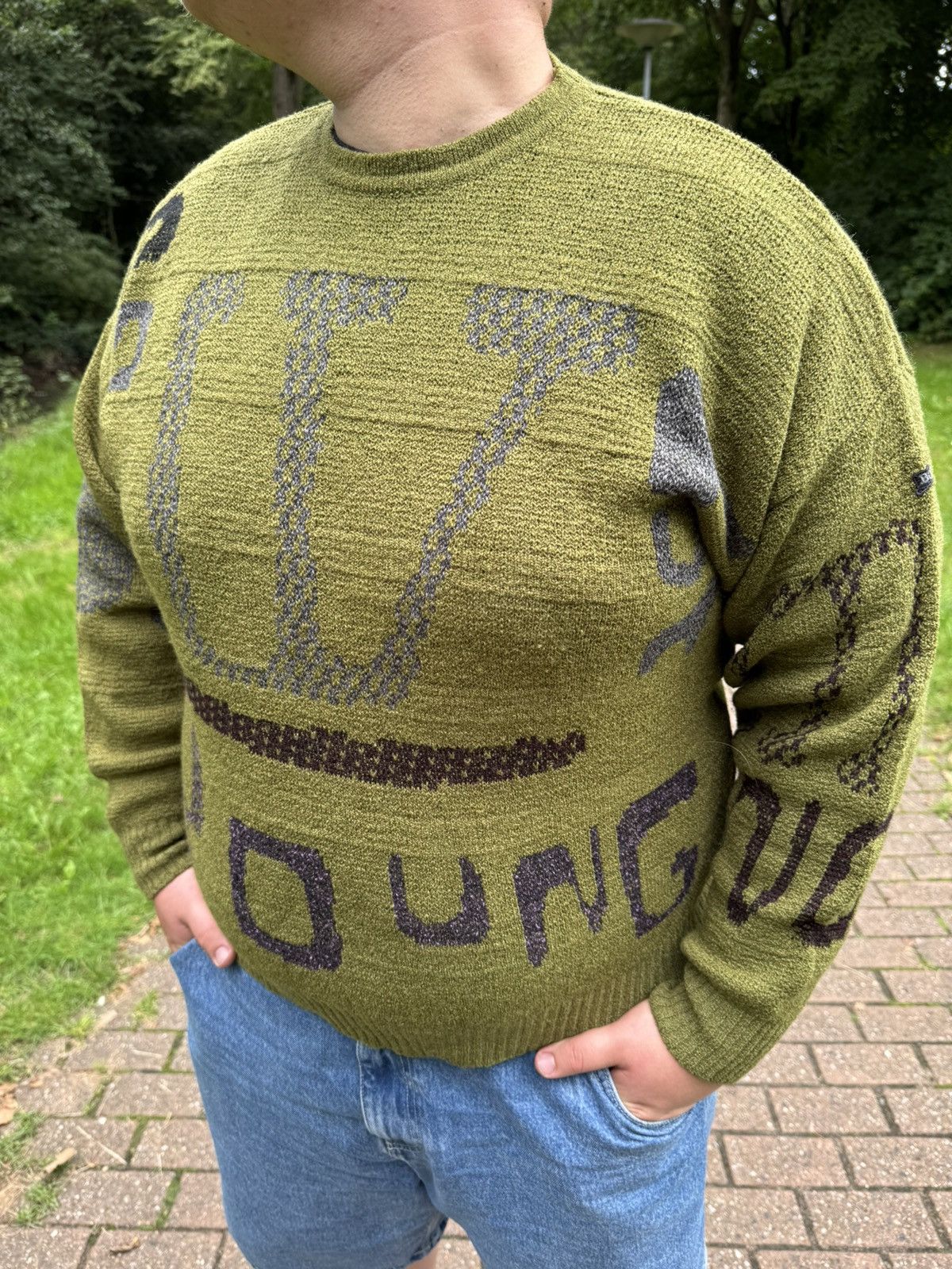 Hugo Boss Hugo Boss Green Knit Sweater “Young” Graphic – Olive Green Size US L / EU 52-54 / 3 - 3 Thumbnail