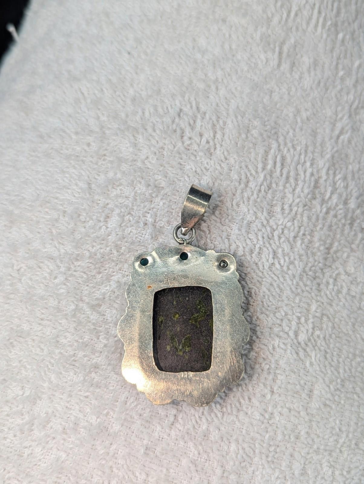 The Unbranded Brand Sterling Silver Natural Jasper Diopside Glass Gem Pendant Size ONE SIZE - 6 Thumbnail