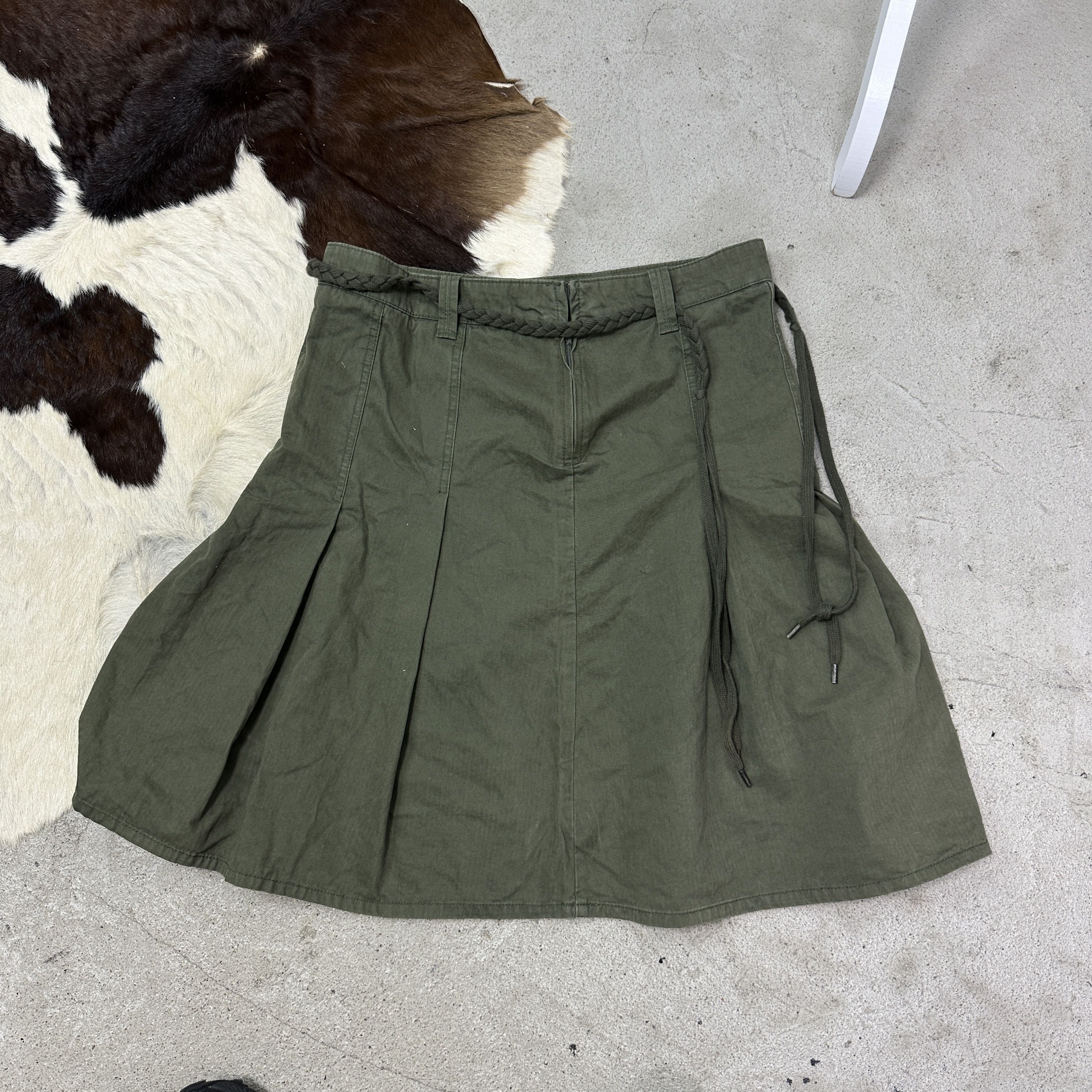Vintage Vintage Casual Preppy Old Money Khaki Pleated Skirt Y2K Size 27" / US 4 / IT 40 - 4 Thumbnail