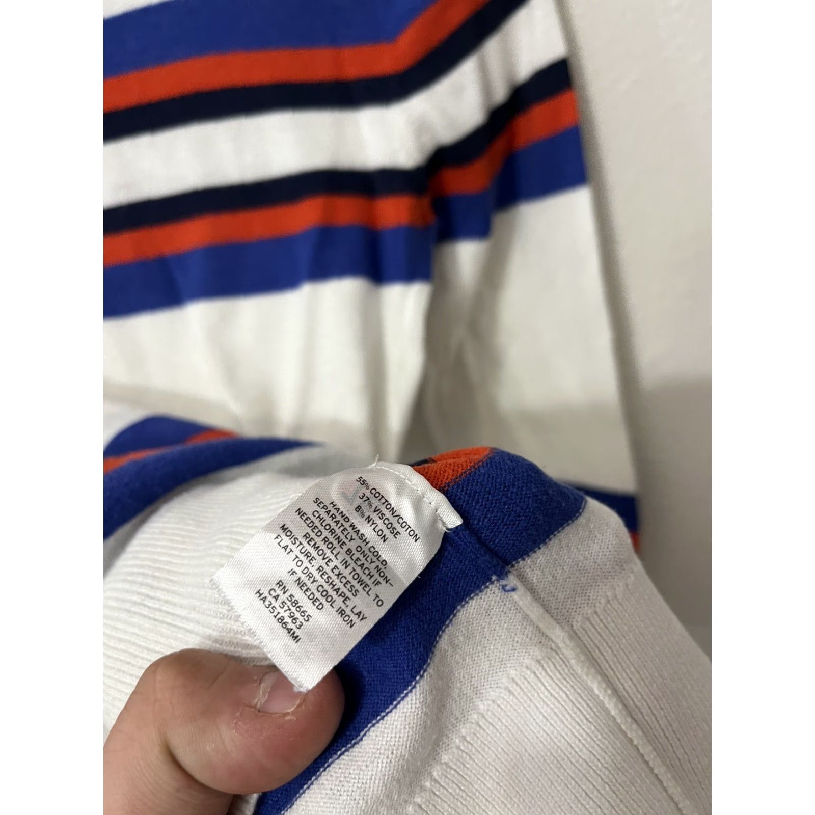 Vintage Halogen Shirt Women XS White Striped Lightweight Cotton Knit Ring Neck Pullover 3/4 Sleeve Classic Modern Mens Girls? Size XS / US 0-2 / IT 36-38 - 4 Thumbnail
