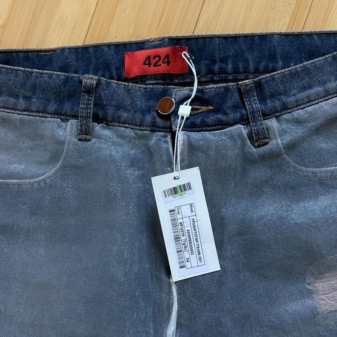424 424 DOUBLE LAYER SKINNY BLEACHED DENIM Size US 34 / EU 50 - 6 Thumbnail