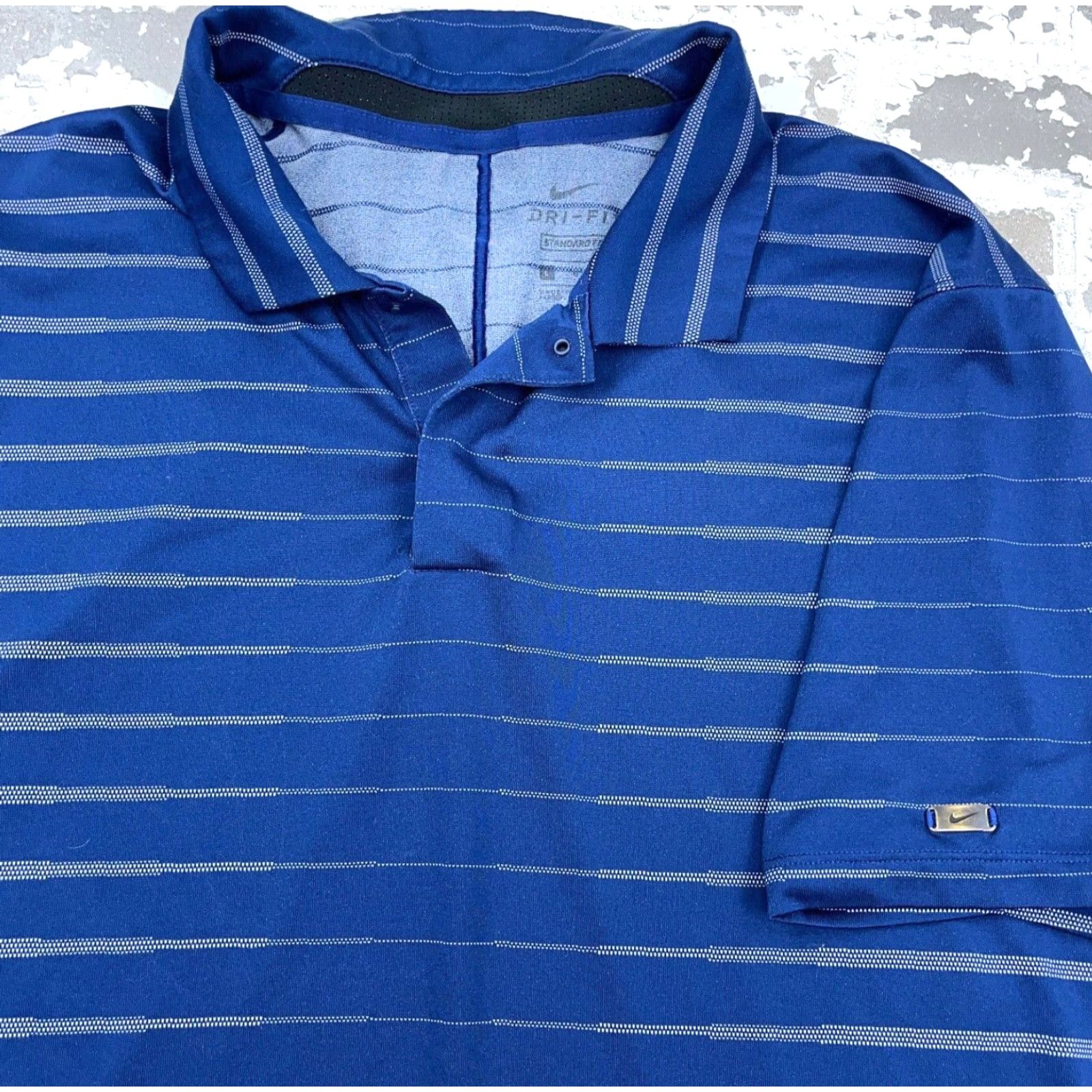 Nike Nike Polo Shirt Men L Blue Striped Dri Fit Performance Golf Standard Snap Shirt L Mens Nike Dri-Fit Polo Blue Striped - Size US L / EU 52-54 / 3 - 2 Thumbnail