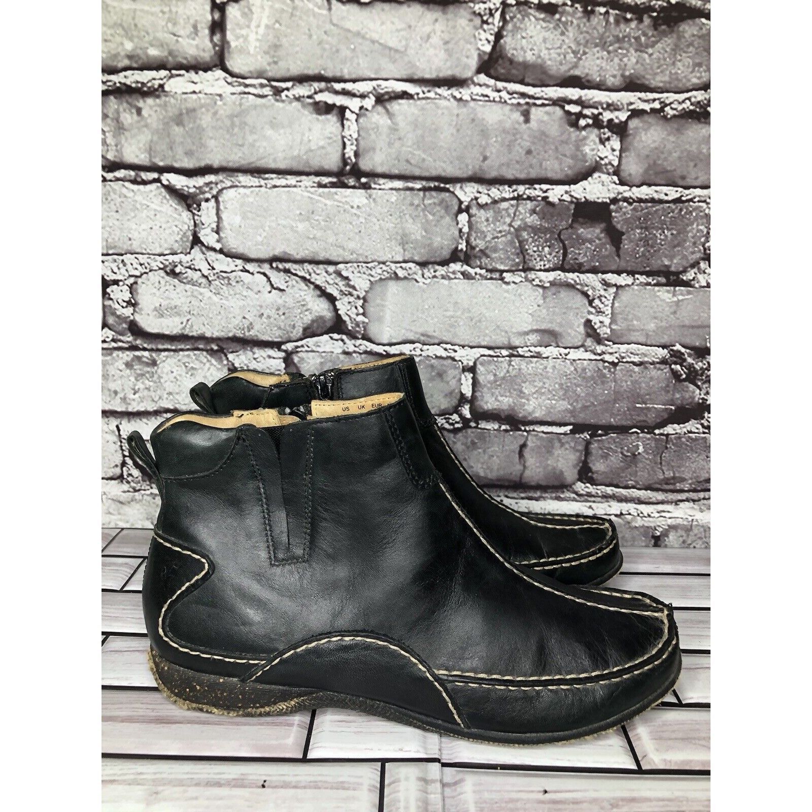 Hush Puppies Hush Puppies Black Leather Side Zip Casual Ankle Booties Wom Size US 8.5 / IT 38.5 - 12 Thumbnail