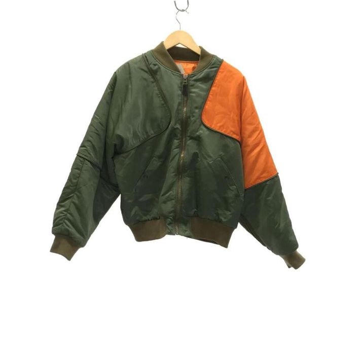 Kapital KAPITAL KOUNTRY MA-1 NYLON SHAM BOMBER JACKET Green/Orange