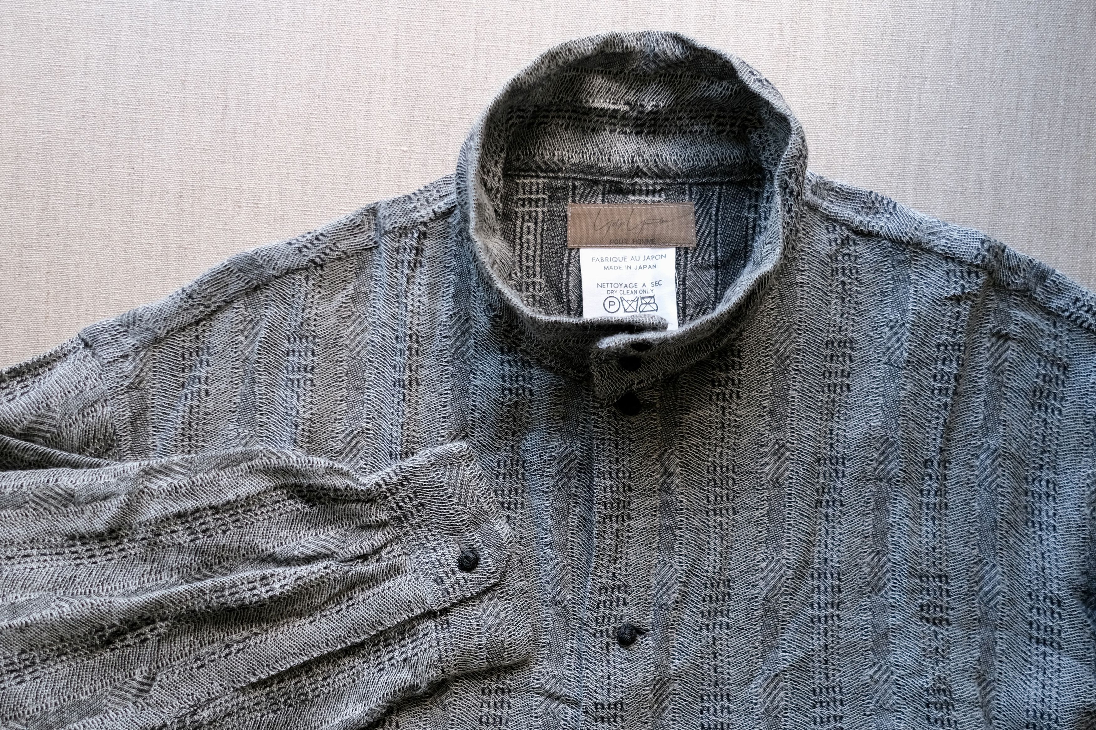 Yohji Yamamoto *RARE* Yohji Yamato Jacquard Stand Collar Shirt Size US L / EU 52-54 / 3 - 3 Thumbnail