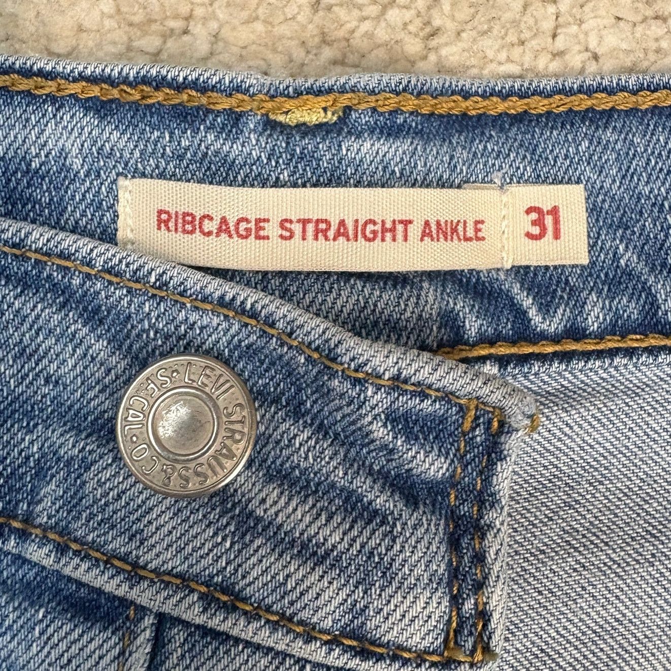 Levi's Levi's Ribcage Straight Ankle Jeans Distressed Raw Hem 31 Size 31" - 4 Thumbnail