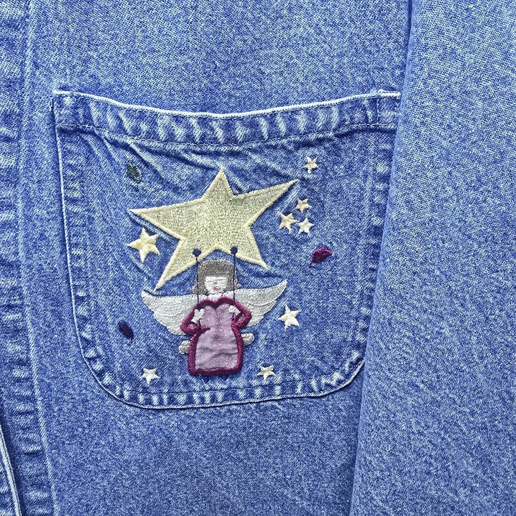 The Unbranded Brand Women's Christopher Banks 2000s Denim Button Up Lg Distresse Size L / US 10 / IT 46 - 3 Thumbnail