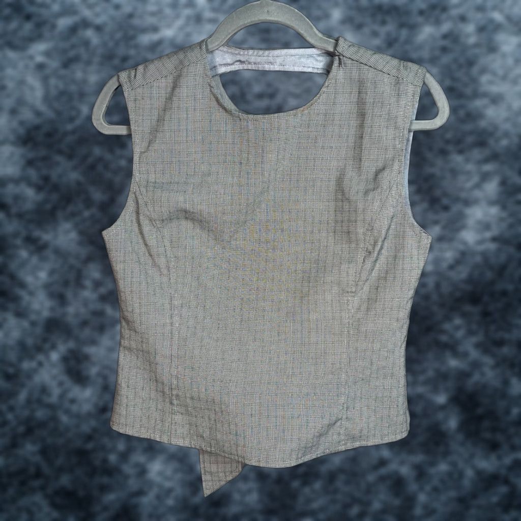 Lioness Lioness Gray Plaid Sleeveless Tie-Back Top Medium Polyester Blend Size M / US 6-8 / IT 42-44 - 1 Thumbnail