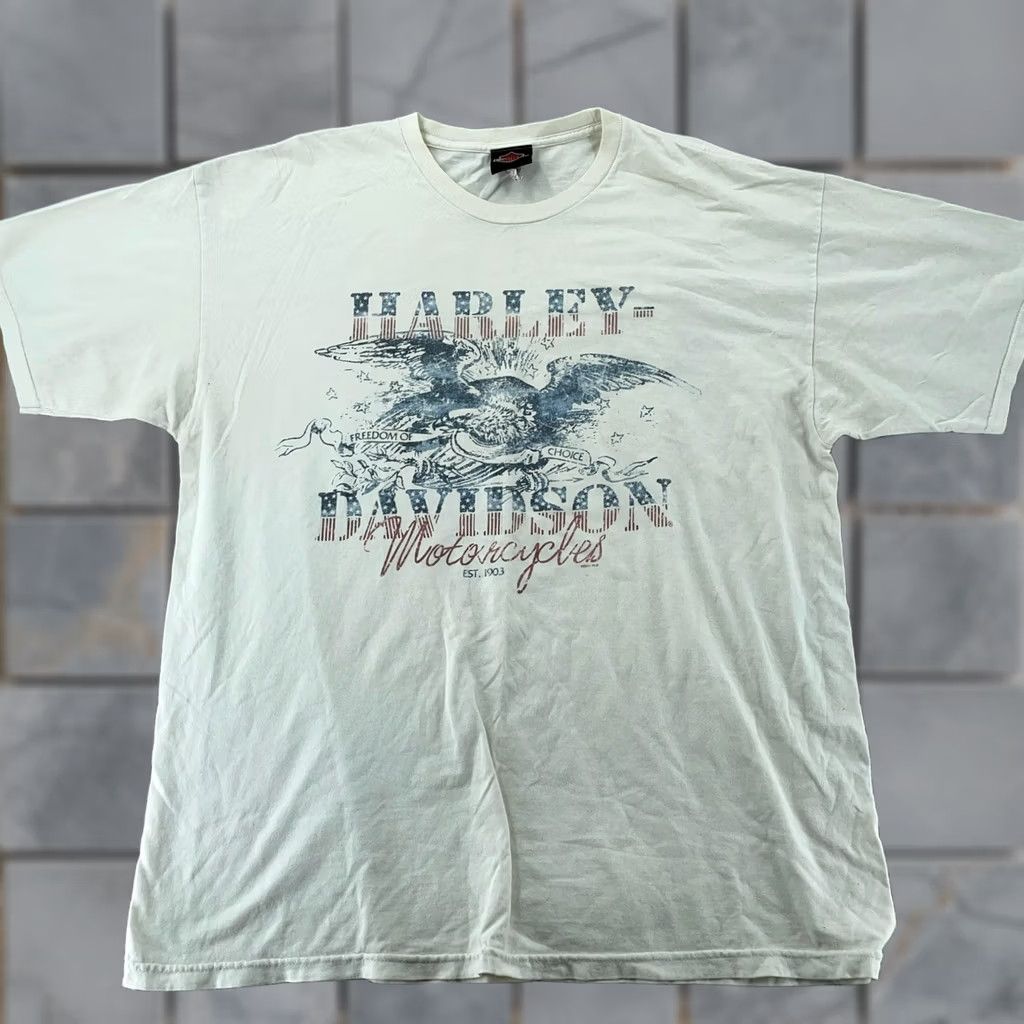 Harley Davidson Harley-Davidson Eagle Alamo City San Antonio Texas T-Shirt XL White Short Sleeve Crew Neck Mens Graphic Print 100% Cotton Vintage No? Size US XL / EU 56 / 4 - 1 Thumbnail