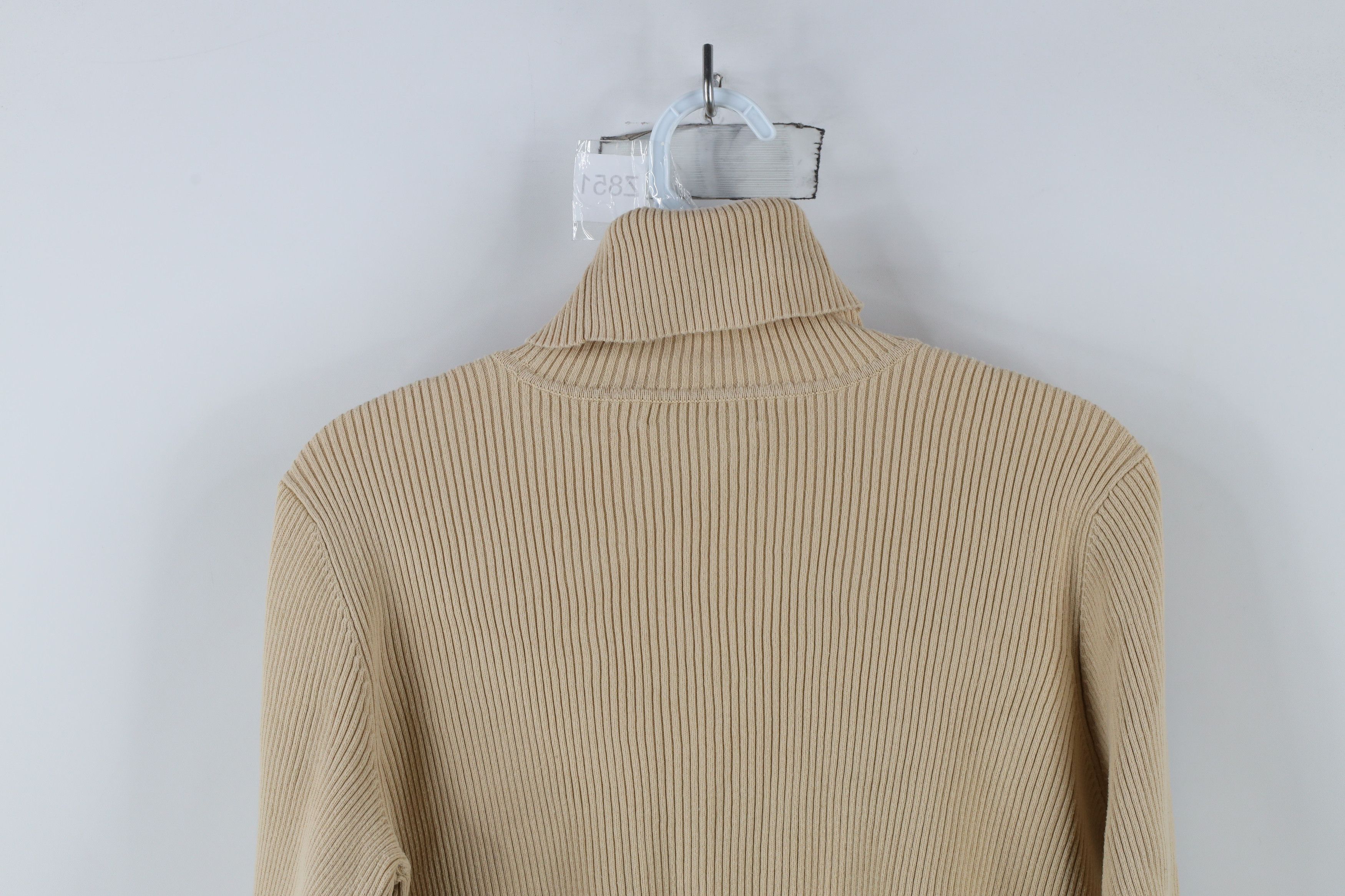 Ralph Lauren × Vintage Vintage 90s Ralph Lauren Ribbed Turtleneck Sweater Beige Size L / US 10 / IT 46 - 8 Thumbnail