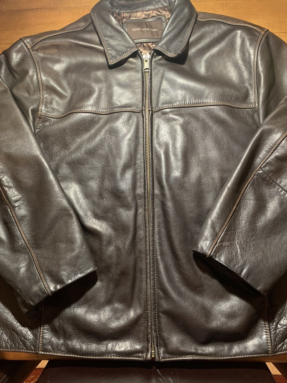 image of Andrew Marc Brown Genuine Leather Jacket, Men's (Size 2XL)