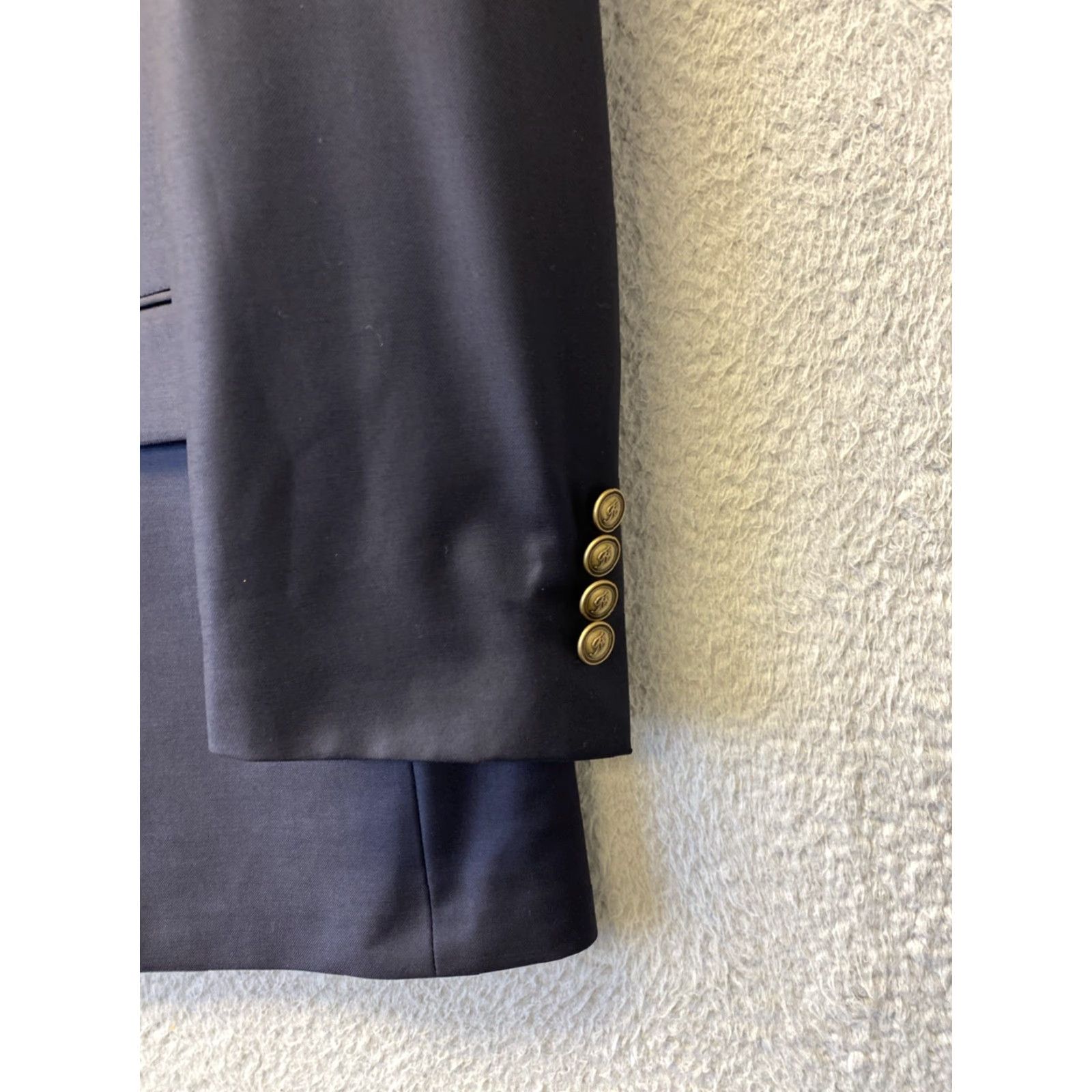 Tasso Elba VINTAGE Tasso Elba Blazer Jacket Men 40L Wool Navy Blue Gold / 156-17 Mens Blazer, Two-Button, Regular Length Size 40L - 2 Thumbnail