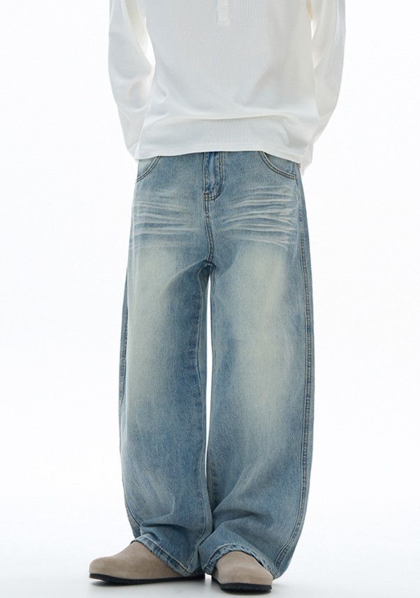 Japanese Brand Men's American street distressed curved wide-leg jeans Size US 32 / EU 48 - 2 Thumbnail
