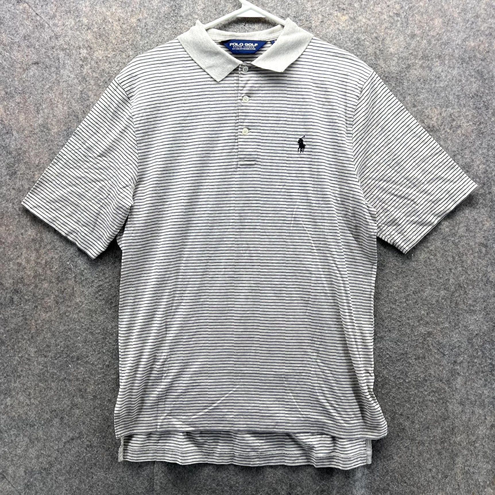 Ralph Lauren VINTAGE Ralph Lauren Polo Shirt Men Small Gray Striped Golf Pima Cotton Short Sleeve Polo Shirt Polo Golf Virginia Dept Mens XS? Size US S / EU 44-46 / 1 - 2 Thumbnail