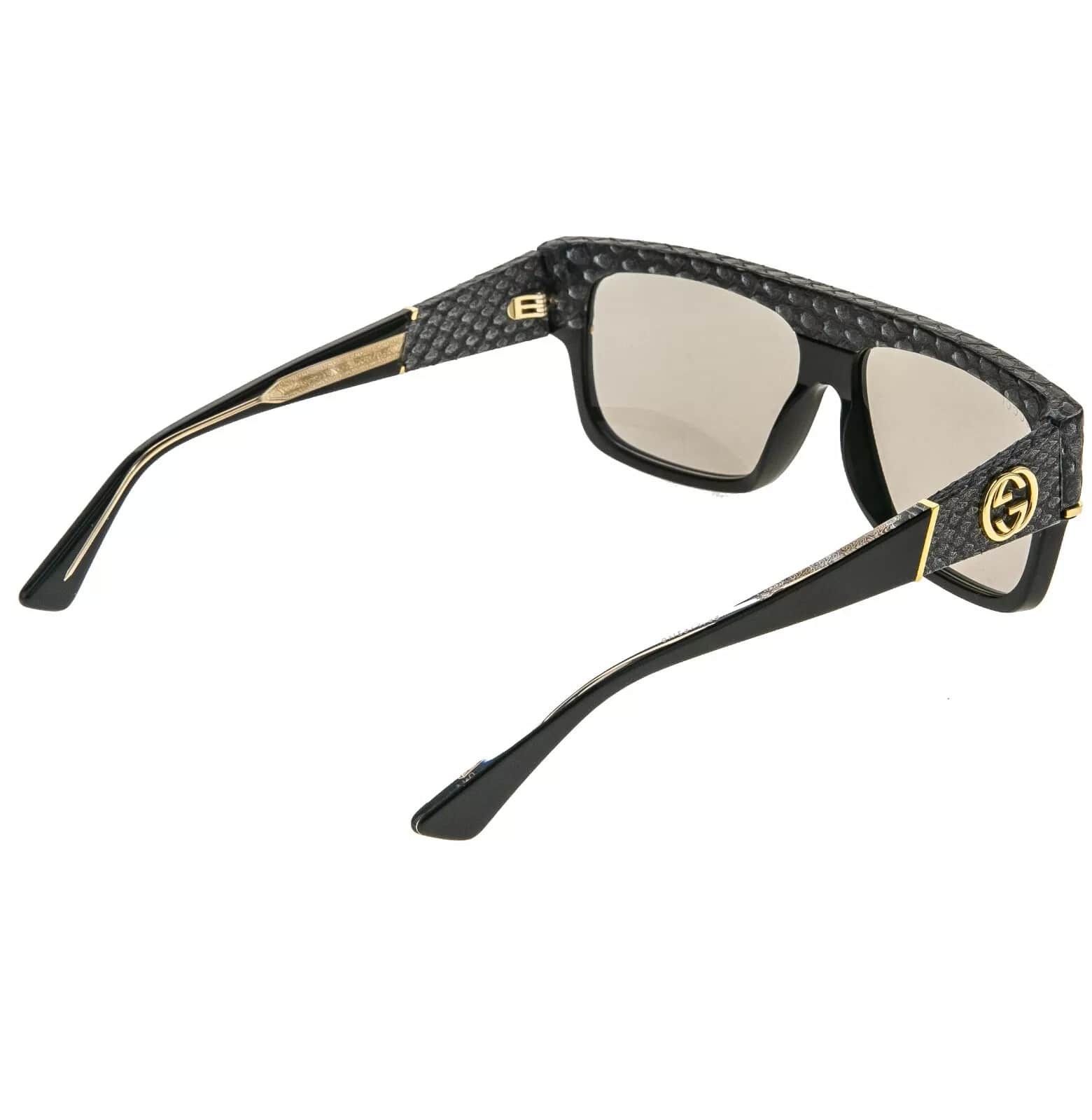 Gucci GUCCI 0483 Black Gray Python Leather Sunglasses GG0483S Size ONE SIZE - 5 Thumbnail