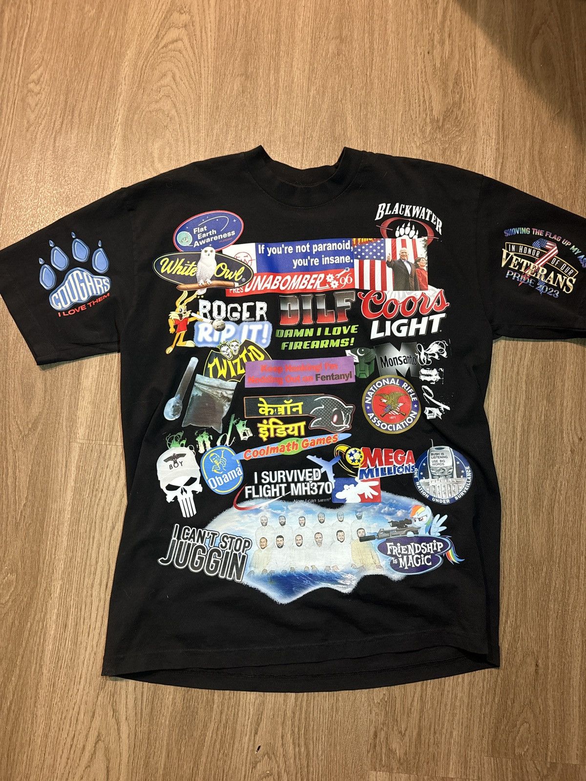 image of Archival Clothing x Ends Repair Dongfeng Bumper Sticker Tee in Black, Men's (Size Large)