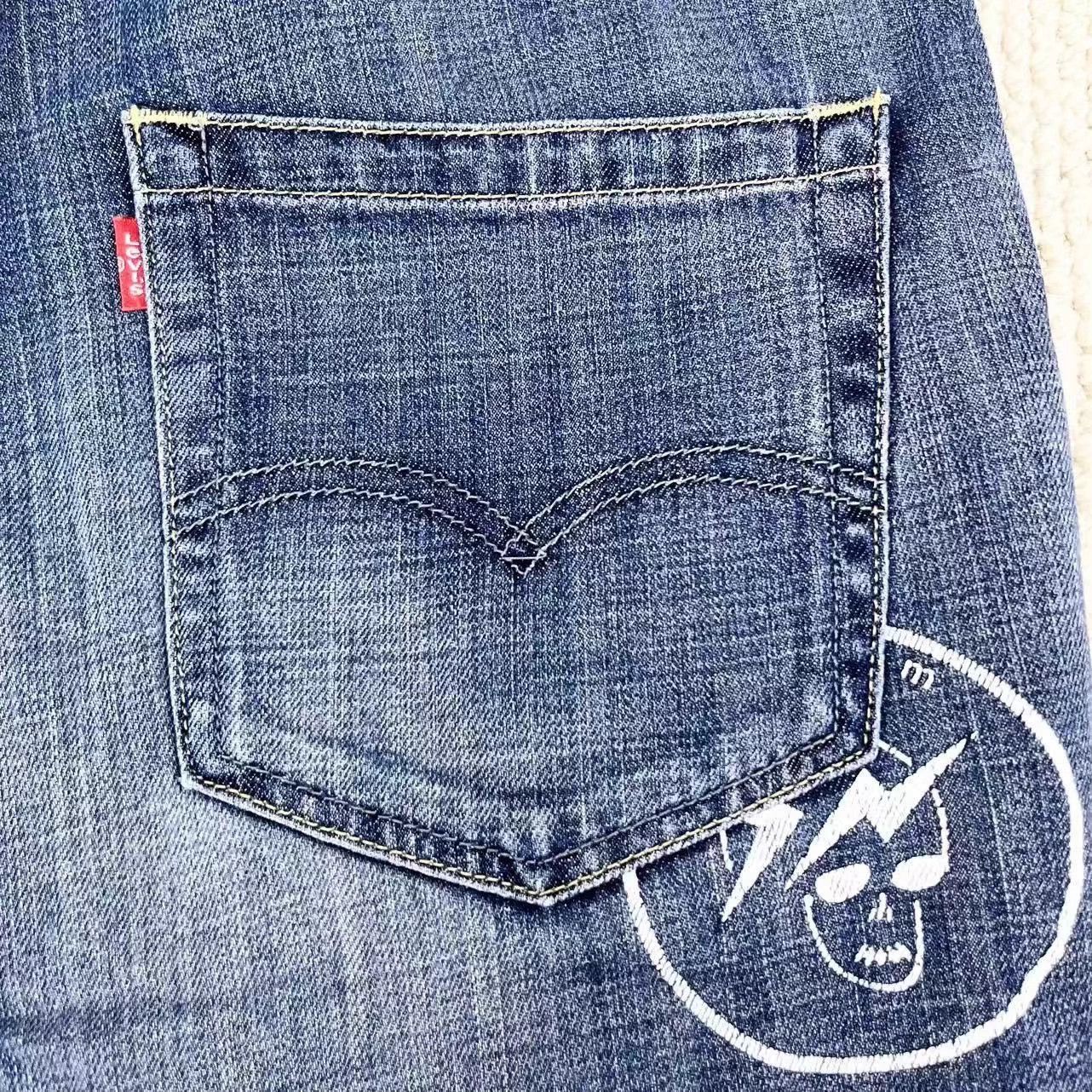 Levi's Levi's 501 x Fragment Skull Lightning 5 Star Denim Unisex L Size US 34 / EU 50 - 4 Thumbnail
