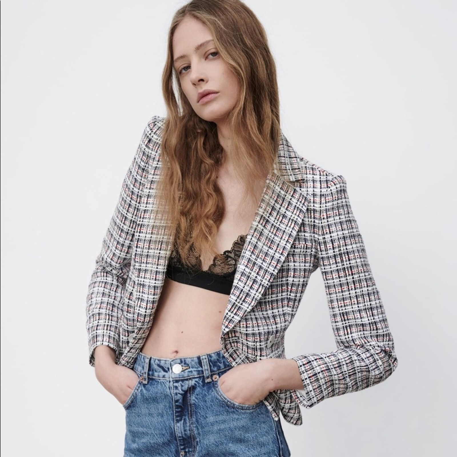 Zara Zara double breasted textured weave jacket blazer Size L / US 10 / IT 46 - 11 Thumbnail