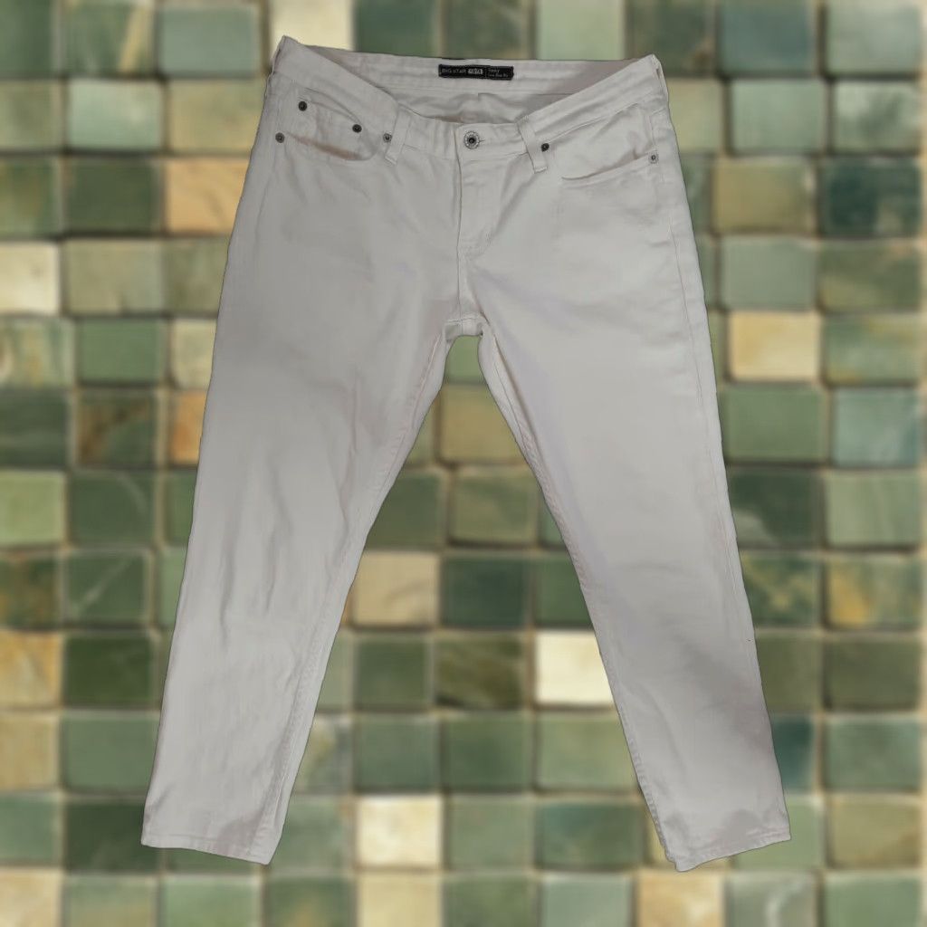Denime BIG STAR Jeans Women's Remy Skinny Low Rise White Denim Crop 32x25 Slim Stretch Cotton Blend Jeans Women's Skinny Fit 30 32in 25in Star Theme Size 30" / US 8 / IT 44 - 1 Thumbnail