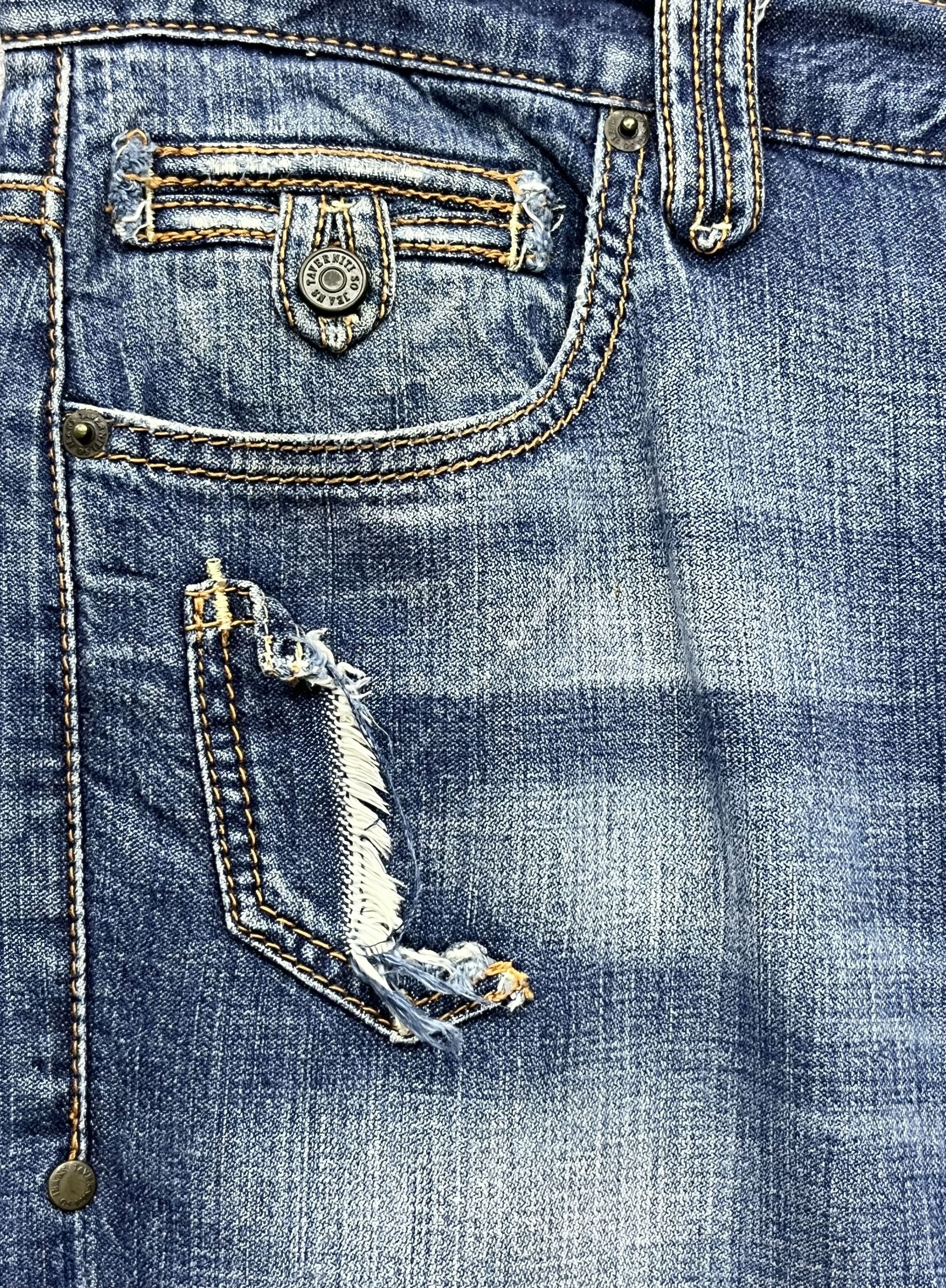 Taverniti 💥SICK🔥Vtg TAVERNITI Designer Multipocket Distressed FLARE Size US 31 - 12 Thumbnail