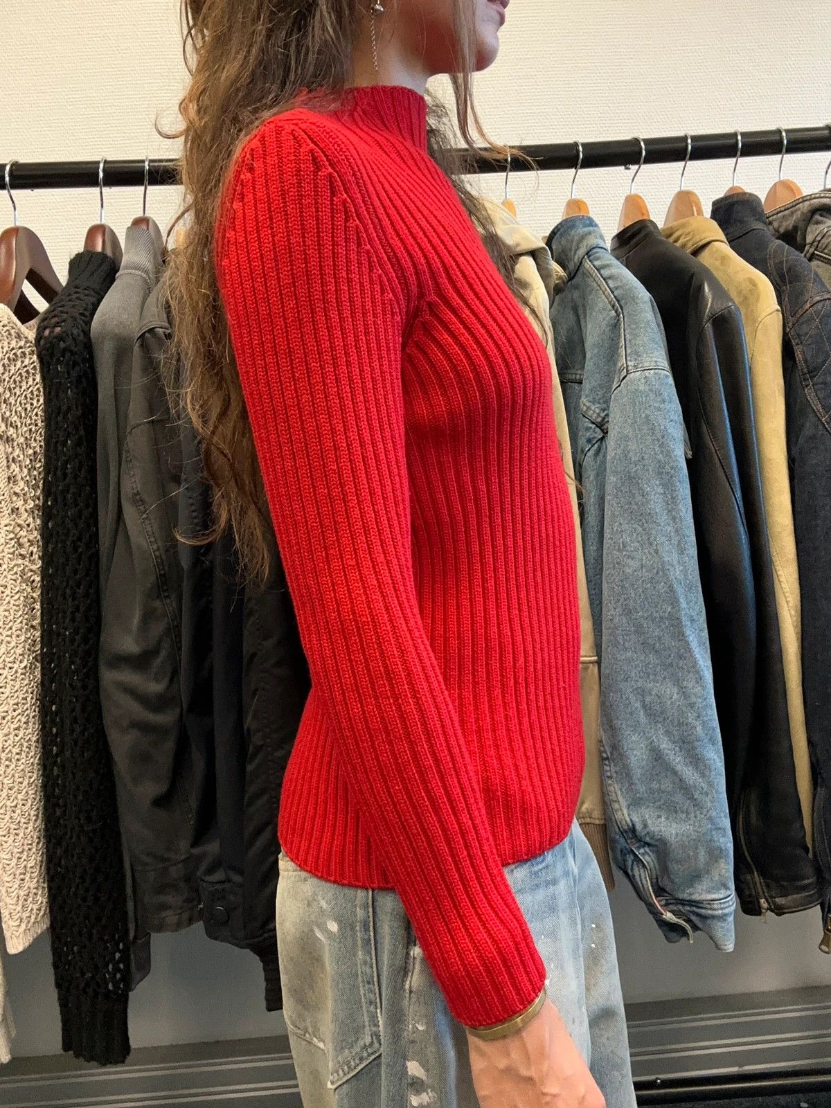 Prada Prada Sport FW2003 Red Ribbed Wool High Neck Sweater Knit Size S / US 4 / IT 40 - 3 Thumbnail