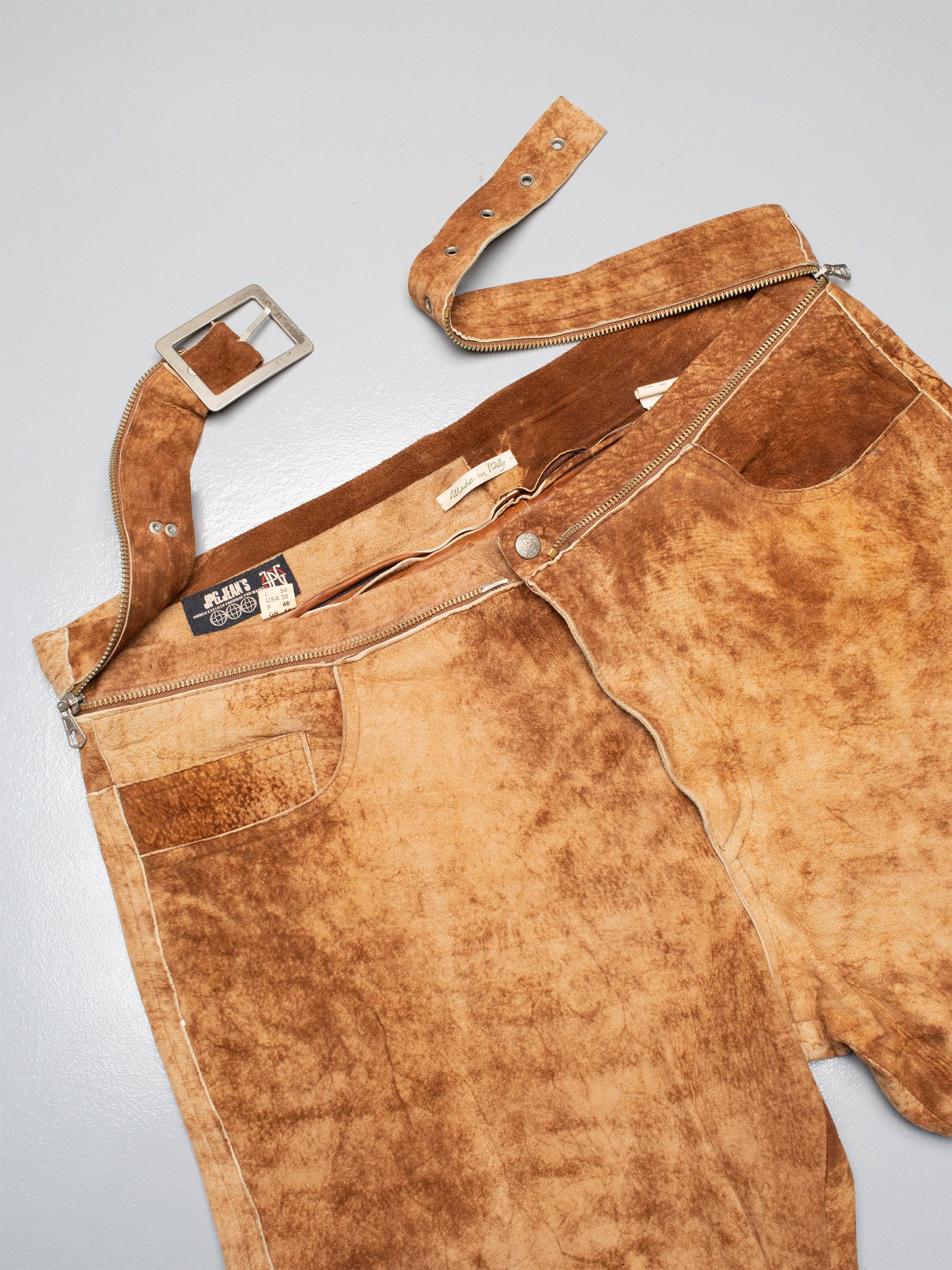 Jean Paul Gaultier JPG.Jean's - (vintage) - men's belted cowhide leather pants Size US 38 / EU 54 - 7 Thumbnail