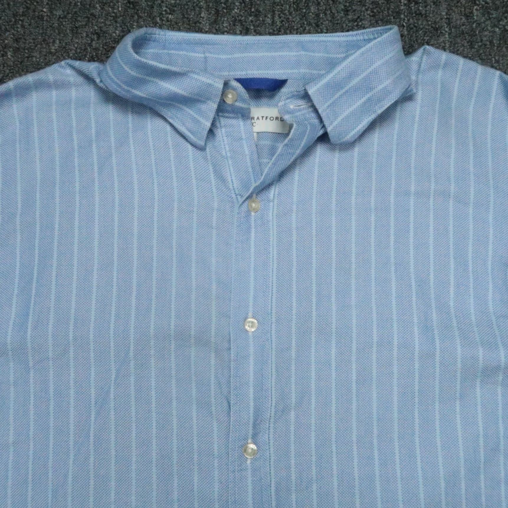 Vintage VINTAGE Teddy Stratford Shirt Mens Extra Large 5 Blue Zip Fit Two Pocket Oxford Striped Size US XL / EU 56 / 4 - 2 Thumbnail