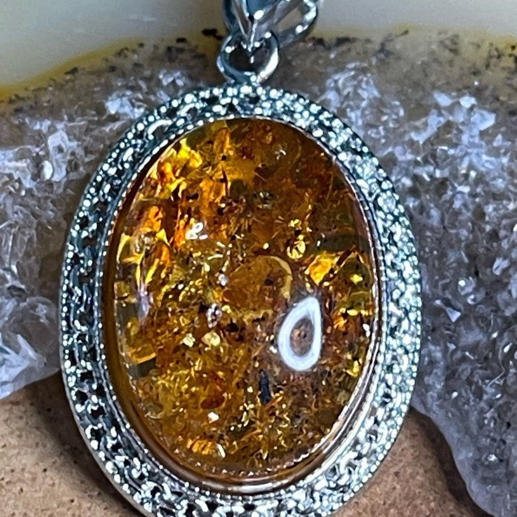 Other Amber pendant CZ stones silver plated chain necklace Size ONE SIZE - 4 Thumbnail