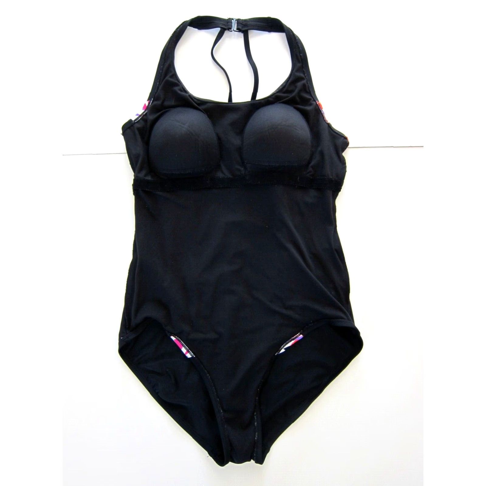 Catalina Catalina One Piece Racerback Built In Bra Women Swimsuit L Black 12-14 Floral Pattern Elegant Colorful 90s? Size ONE SIZE - 7 Thumbnail