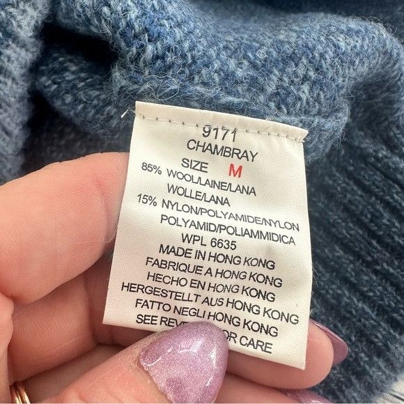 Woolrich Woolen Mills Vintage Woolrich Men's Wool Chambray Blue Knit Crewneck Swe Size US M / EU 48-50 / 2 - 6 Thumbnail