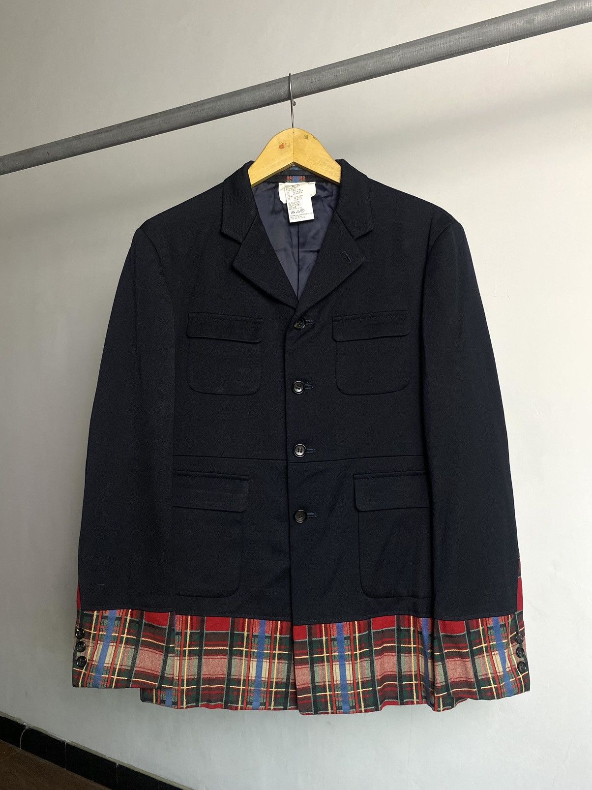 Pre-owned Comme Des Garcons X Comme Des Garcons Homme Plus 2000 Cdg Homme Plus Multipocket Hybrid Flannel Blazer Jacket In Black