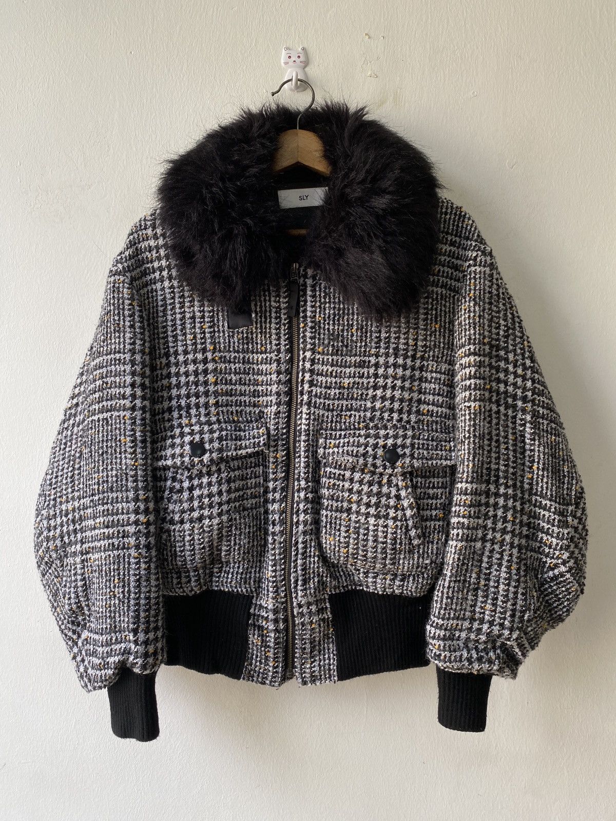 Japanese Brand × Le Grande Bleu (L.G.B.) SLY Japan Knit Wool Design Fur Zipper Jacket Size US L / EU 52-54 / 3 - 4 Thumbnail