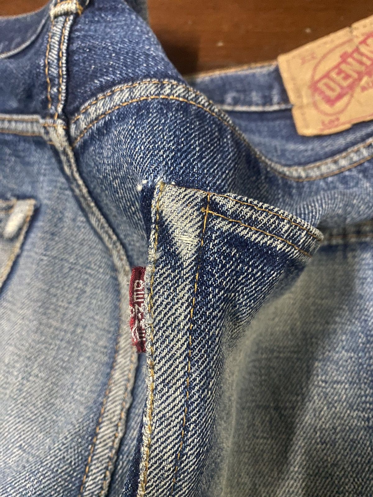 Denime Vintage 90s DENIME JAPAN Distress Mud Denim Selvedge Jeans Size US 36 / EU 52 - 13 Thumbnail