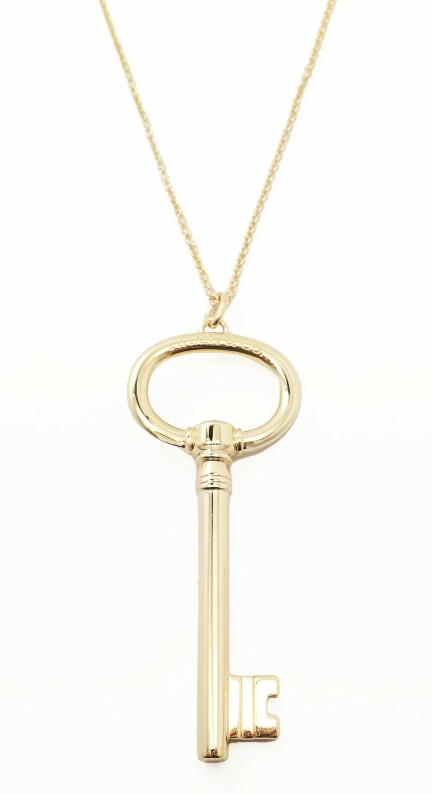 Tiffany & Co 18k Yellow Gold Oval Key Pendant Necklace