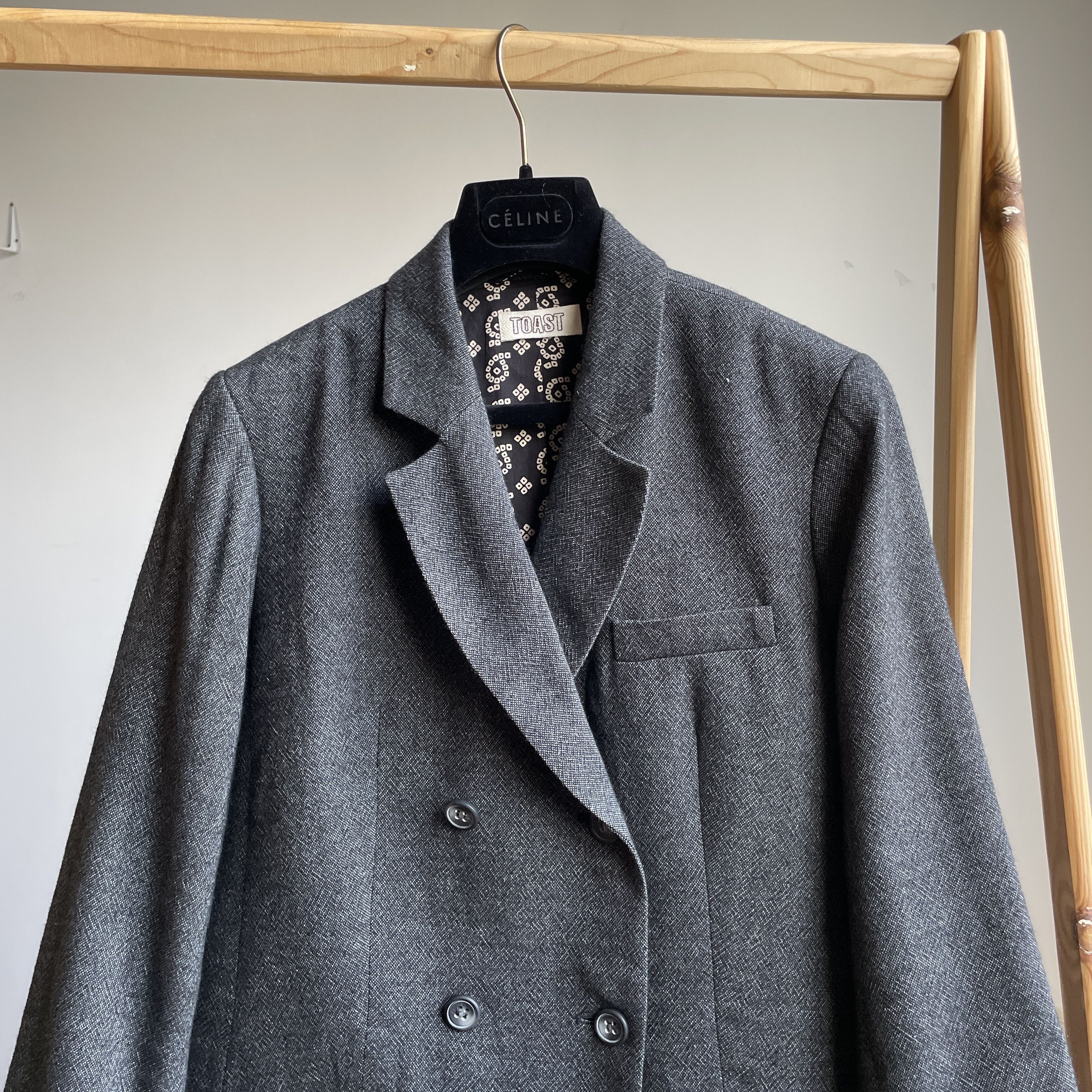 Other Toast Womens Linen Wool Blend Double Breasted Blazer Size L / US 10 / IT 46 - 4 Thumbnail