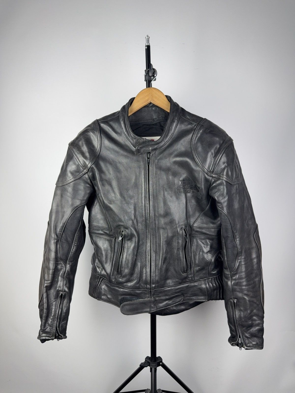 Leather Vntg 00s Heavy Leather Racing MOTO R.S. Bomber Jacket Punk Size US XL / EU 56 / 4 - 1 Thumbnail