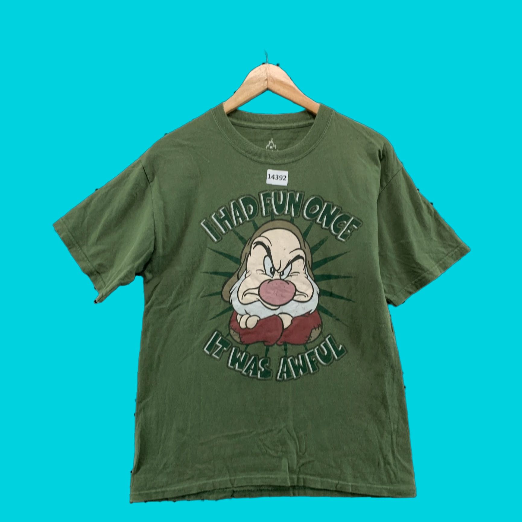 Disney Disney Shirt M Adult Medium Green Grumpy "I Had Fun Once It Was Awful" Short Sleeve Tee Mens Vintage 2000s Disney Grumpy Shirt Size US M / EU 48-50 / 2 - 1 Thumbnail