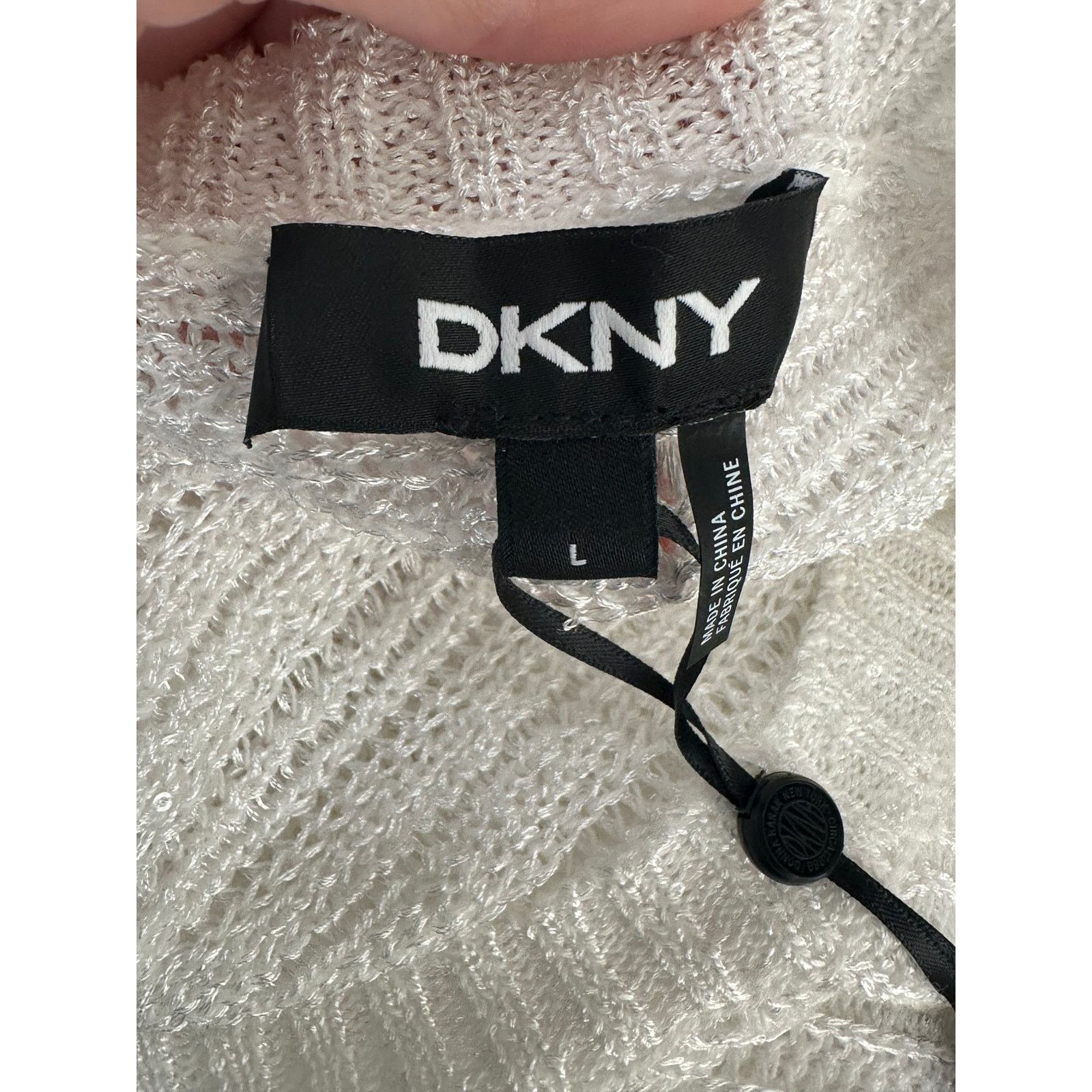 DKNY DKNY ivory metallic crochet tunic sweater size Large Size L / US 10 / IT 46 - 3 Thumbnail