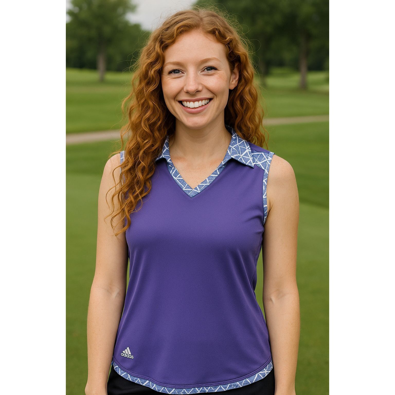 Adidas Adidas Purple Sleeveless Golf Shirt Geometric Trim Size L Sp Size L / US 10 / IT 46 - 1 Thumbnail