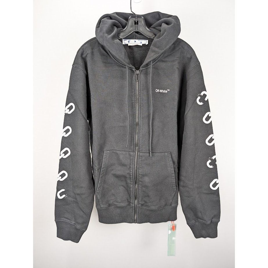 Off-White o1rshd1 Q:2 / Chain Arr Slim Zip Hoodie in Black/White Size US M / EU 48-50 / 2 - 3 Thumbnail