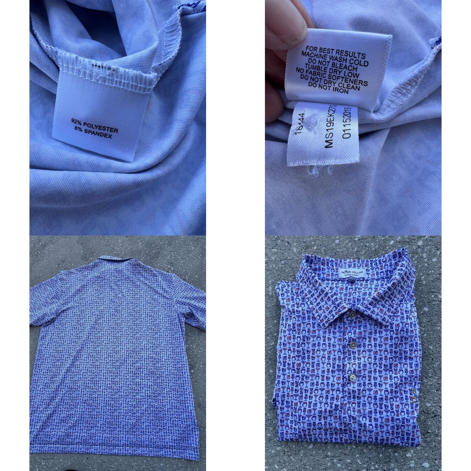 Peter Millar Peter Millar Summer Comfort Polo Shirt Mens L Blue Graphic Print Short Sleeve Button Collared Relaxed Fit Size US XL / EU 56 / 4 - 8 Thumbnail