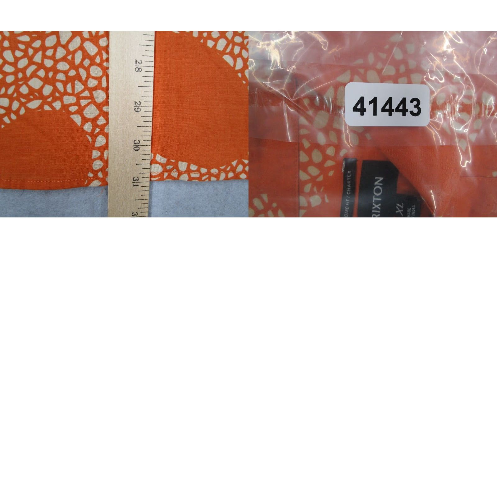 Brixton Brixton Men's XL Orange Charter Print Short Sleeve Button-Up Shirt Size US XL / EU 56 / 4 - 8 Thumbnail