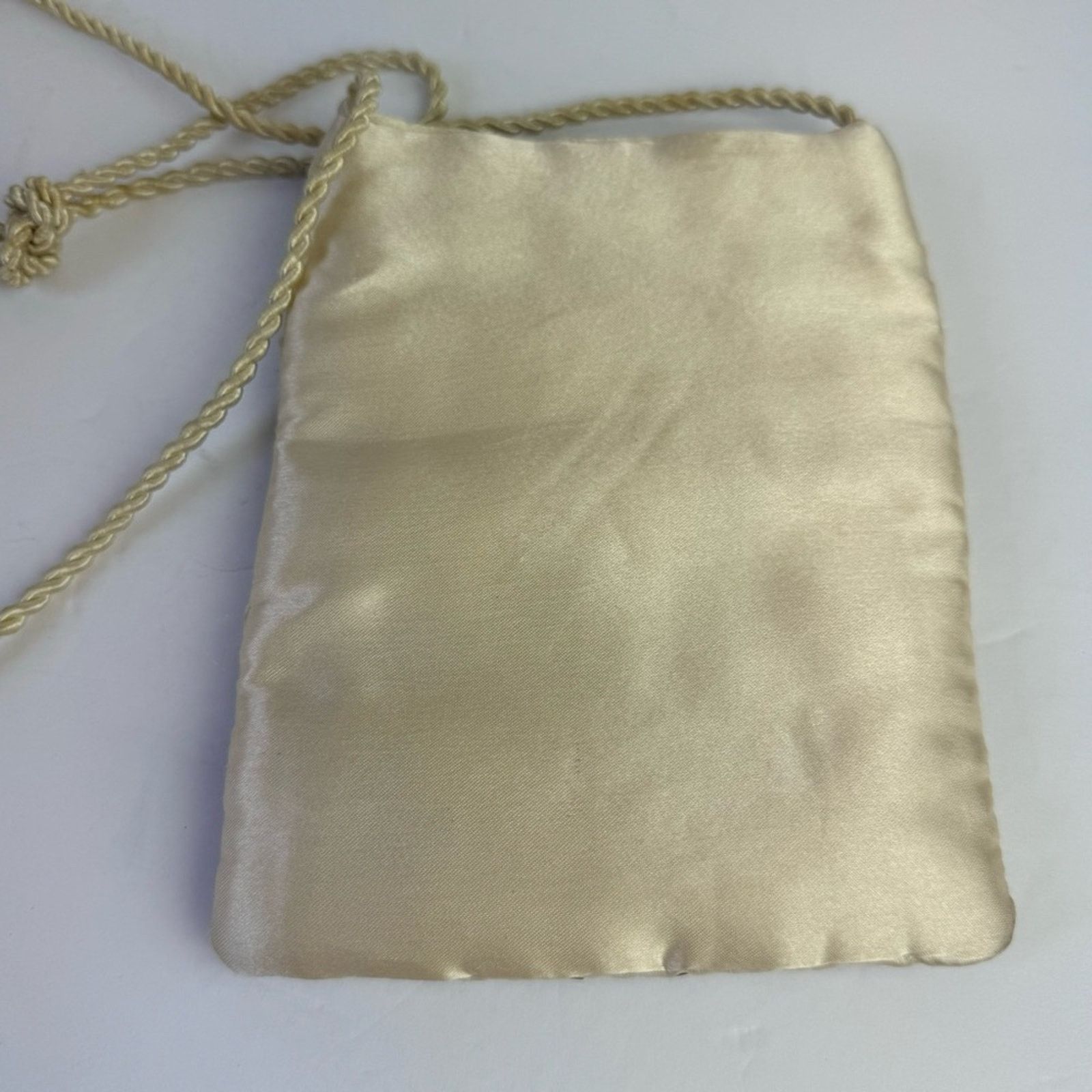 Vintage Cream Silk Bronze Beaded Sequined Evening Evening Bag 5x7 Size ONE SIZE - 11 Thumbnail