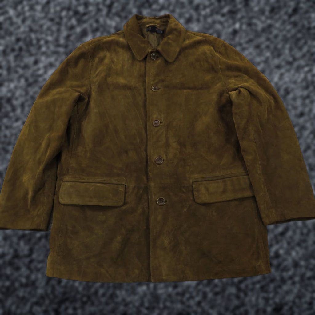 J.Crew VINTAGE J.CREW Leather Jacket XL Mens Chocolate Brown Suede Heavyweight Chore Coat Towne Jacket Size US XL / EU 56 / 4 - 1 Thumbnail