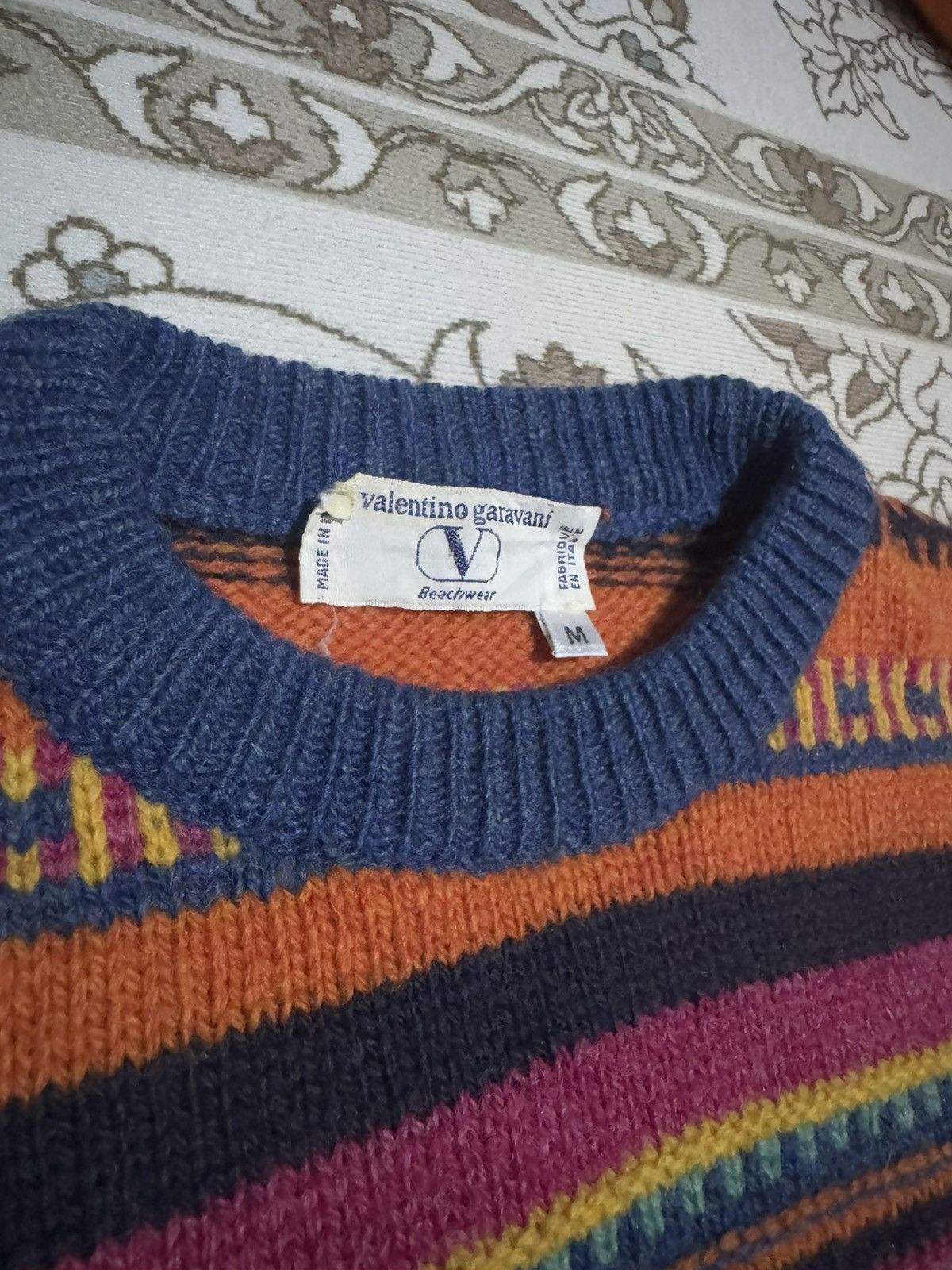 Valentino Vtg V Garavani Pullover Knitwear Multicolour Stripes Size US M / EU 48-50 / 2 - 4 Thumbnail