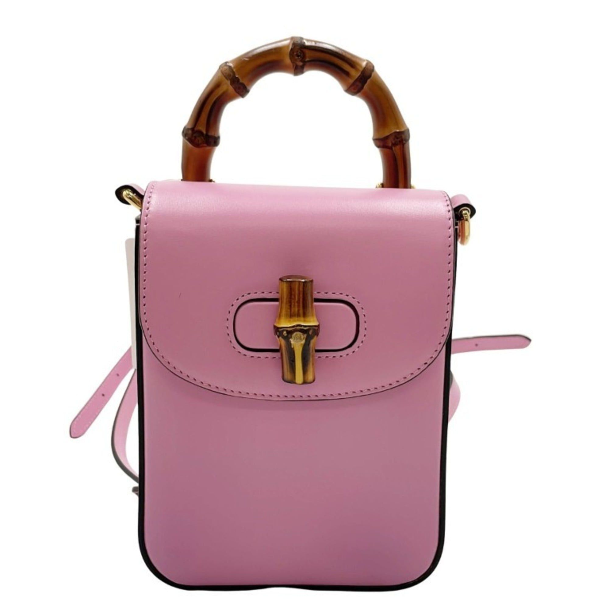 Gucci GUCCI Bamboo Line Handbag 702106 Pink Calfskin Women's 3-Way Size ONE SIZE - 1 Thumbnail