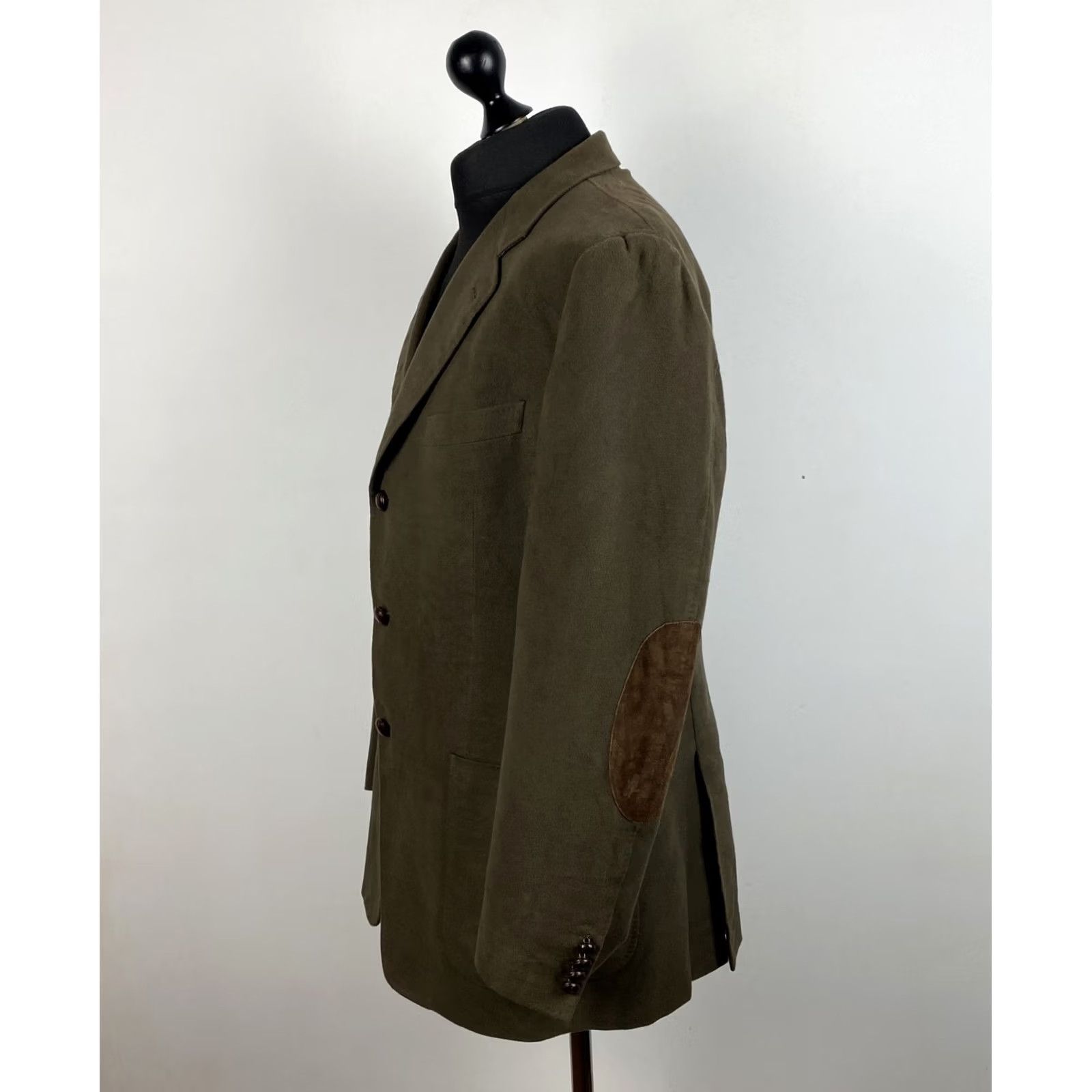 Canali Canali Mens Brown Cotton Suede Feel Sport Coat Blazer 54 7 R Italy Elbow Patch Size 54R - 3 Thumbnail