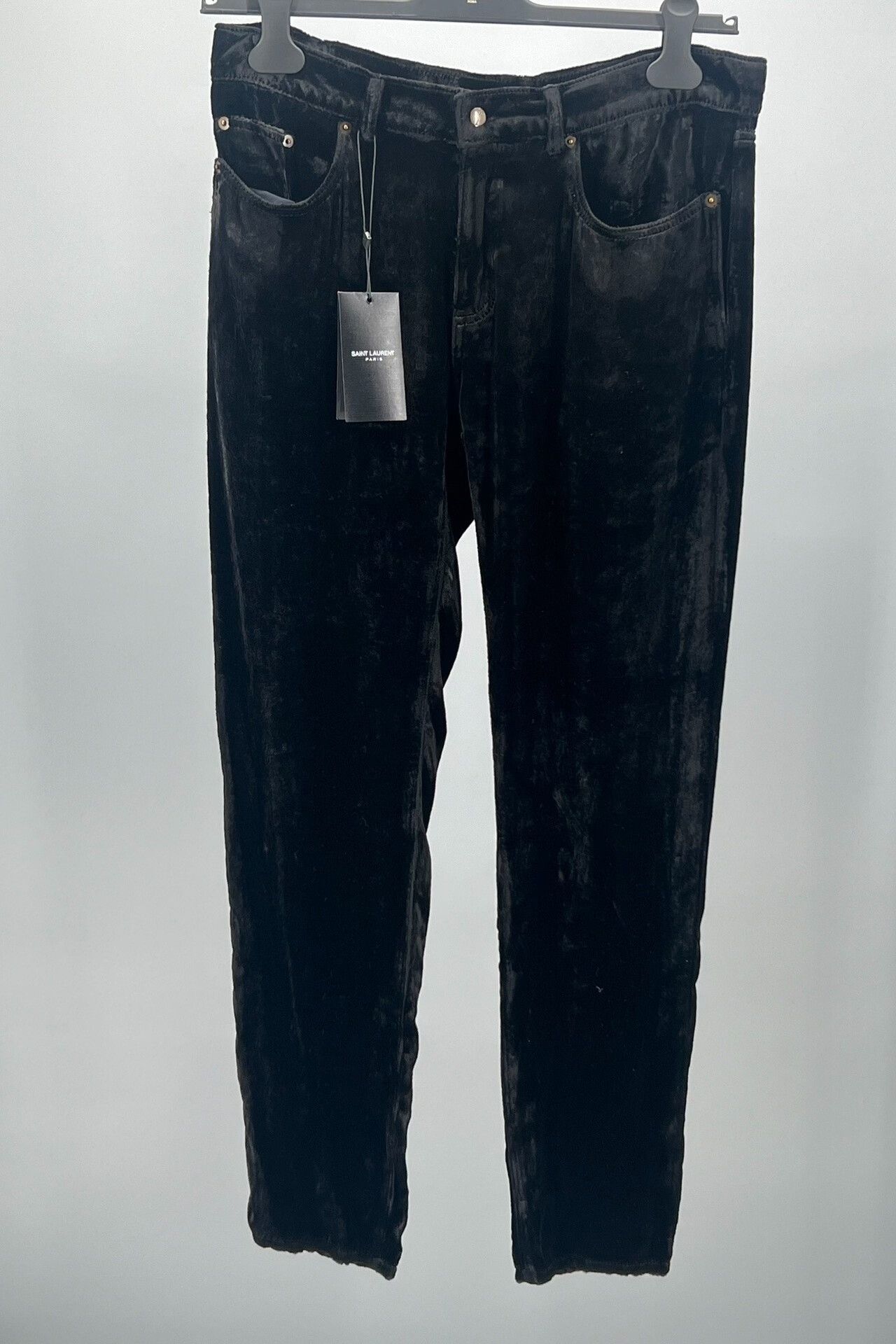 Yves Saint Laurent YSL Men's Black Velvet Casual Pants Size US 33 - 1 Thumbnail