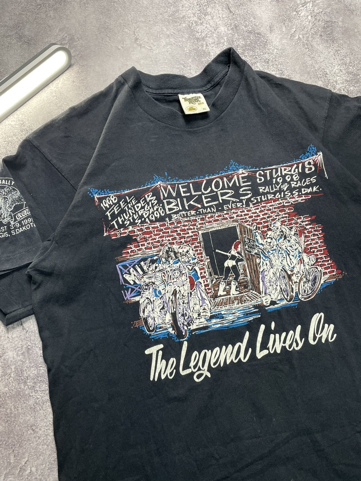 Harley Davidson VTG 1998 Harley Sturgis T-Shirt OG DBL Sided Size US XL / EU 56 / 4 - 2 Thumbnail